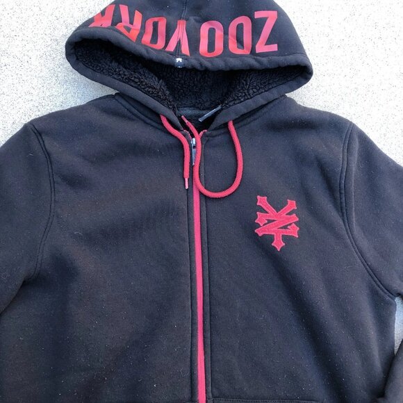 ZOO YORK Full Zip Hoodie Jacket LG Men's Black Sherpa Fleece Lined Winter Heavy - Picture 3 of 10
